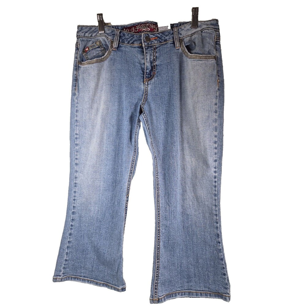 Mudd Womens Cropped Flare Jeans Light Wash Denim Juniors Size 11 Vintage Y2K
